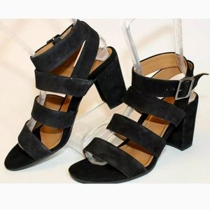 Vionic Women's Black Strappy Suede Heels Shoes 10